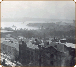 View of Sydney Harbour from roof of Wentworth Chambers 1957